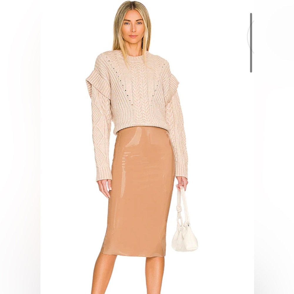 Commando Patent Midi Skirt -Cocoa color